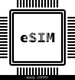 Icône de puce eSIM simple. Vecteur modifiable. Illustration de Vecteur