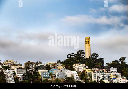 Coit Tower sur Telegraph Hill à San Francisco, Californie Banque D'Images