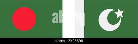 Drapeau du Bangladesh et drapeau pakistanais. Pays musulmans. Vecteur modifiable. Illustration de Vecteur