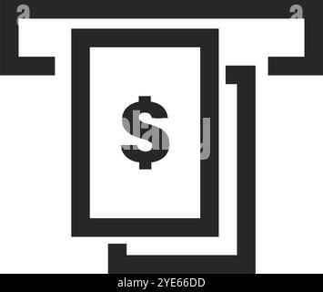Tiroir de billet d'un dollar du distributeur automatique. Vecteur modifiable. Illustration de Vecteur
