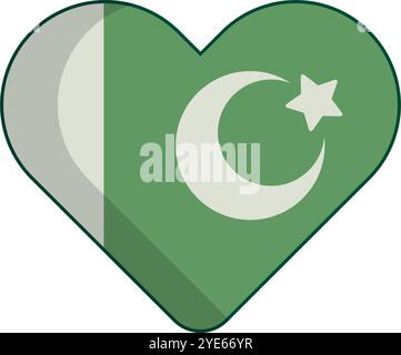 Icône de drapeau pakistanais en forme de coeur. Patriotisme pakistanais. Vecteur modifiable. Illustration de Vecteur