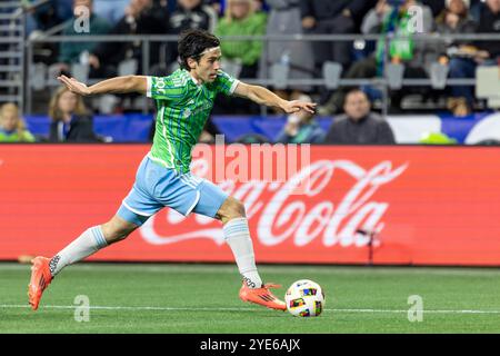 Seattle, Washington, États-Unis. 28 octobre 2024. Les sondeurs remportent la victoire en tirs de pénalité. (Crédit image : © Melissa Levin/ZUMA Press Wire) USAGE ÉDITORIAL SEULEMENT! Non destiné à UN USAGE commercial ! Banque D'Images