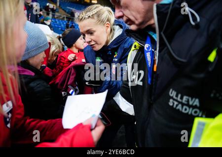 Oslo 20241029. La norvégienne Ada Hegerberg après le match de qualification pour le Championnat d'Europe féminin entre la Norvège et l'Albanie au stade Ullevaal. Photo : Beate Oma Dahle / NTB Banque D'Images