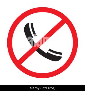 Aucune icône de téléphone. Symbole d'interdiction rouge. Bloc d'appel vectoriel. Ne pas déranger le panneau. Illustration de Vecteur