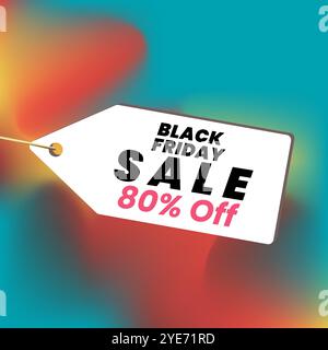 Black Friday 80 pour cent de vente sur la conception de bannière, bannière de concept d'offre de réduction conception d'illustration vectorielle sur fond coloré Illustration de Vecteur