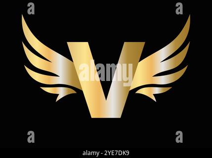 Lettre V Wing logo concept de conception avec Wing Symbol signe vectoriel Illustration de Vecteur