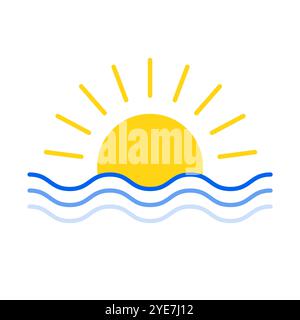 lever ou coucher de soleil sur l'eau mer océan. pas de gens transparent arrière-plan. clip logo Illustration de Vecteur