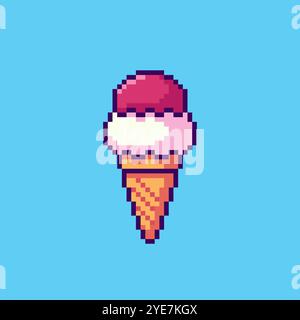 Pixel art Ice Cream Cone conception d'actifs de jeu Illustration de Vecteur