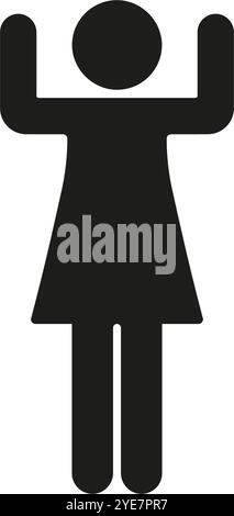 Figure humaine avec icône silhouette bras levés. Symbole de glyphe geste de célébration ou de victoire. Coller la figure avec les mains levées. Illustration vectorielle isolée Illustration de Vecteur