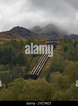 Le Loch Sloy Hydro-Electric Scheme est une installation hydroélectrique située entre Loch Sloy et Inveruglas sur la rive ouest du Loch Lomond en Écosse Banque D'Images