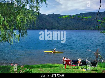Laguna Santa Maria, lac de cratère volcanique près de Tepic, Mexique Banque D'Images