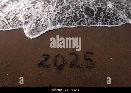 Inscription de Noël 2005 sur la plage d'été Banque D'Images