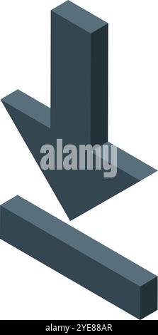 L'icône de téléchargement isométrique représente le transfert de données ou de fichiers du serveur en ligne vers le périphérique local Illustration de Vecteur