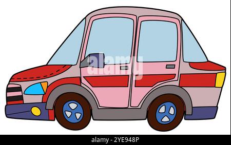 Coloriage page de voiture de police coloriage illustration isolée pour les enfants Banque D'Images