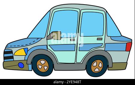 Coloriage page de voiture de police coloriage illustration isolée pour les enfants Banque D'Images