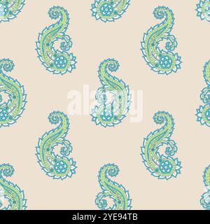 Modèle sans couture avec motifs Paisley sur fond noir Illustration de Vecteur