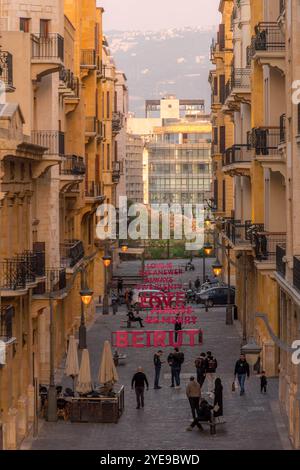 Le centre-ville de Beyrouth, avec la belle rue Maarad, une partie commerciale centrale de la capitale du Liban, un lieu touristique populaire. Banque D'Images