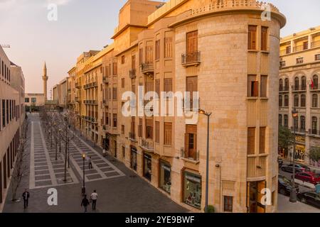 Le centre de Beyrouth, quartier de la rue Maarad, dans la capitale du Liban, avec une belle architecture, un lieu touristique populaire. Banque D'Images