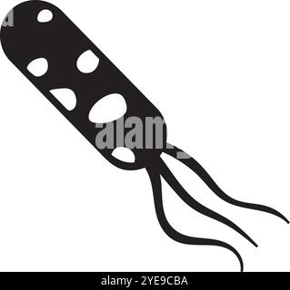 Représentation stylisée d'une bactérie avec flagelle, utile pour illustrer des concepts liés à la microbiologie, à la maladie et à l'hygiène Illustration de Vecteur