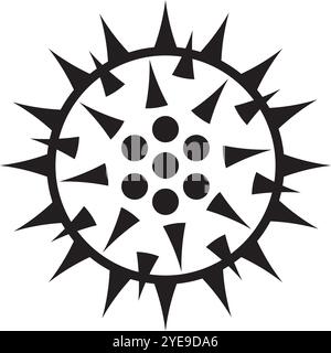 L'illustration dangereuse de virus noir et blanc respire l'infection, symbolisant la maladie dans un design captivant et alarmant Illustration de Vecteur