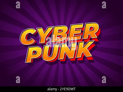 Cyber punk. Conception d'effets de texte dans des polices en gras avec style 3D. Illustration de Vecteur