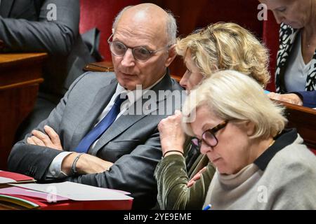 Paris, France. 30 octobre 2024. Le ministre français de la Justice Didier Migaud réagit lors d’une séance de questions au gouvernement à l’Assemblée nationale à Paris le 30 octobre 2024. Photo de Firas Abdullah/ABACAPRESS. COM Credit : Abaca Press/Alamy Live News Banque D'Images