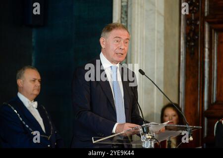 Italie, Rome, 30 octobre 2024 : Palais du Quirinal, cérémonie de remise des honneurs du Chevalier de l'ordre 'au mérite du travail'. Adolfo Urso, ministre de l'entreprise et du Made in Italy photo © Stefano Carofei/Sintesi/Alamy Live News Banque D'Images