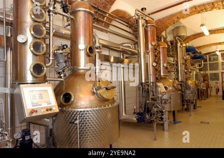 bouilloire dans une brasserie de bière, production industrielle de boissons alcoolisées bouilloire dans une brasserie de bière Banque D'Images