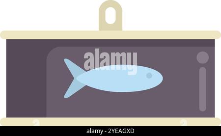 Boîte de sardines en cours d'ouverture, révélant un poisson conservé à l'intérieur Illustration de Vecteur