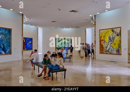 France, Alpes-Maritimes, Nice, Musée National Marc Chagall, salle avec la série de peintures du message biblique Banque D'Images