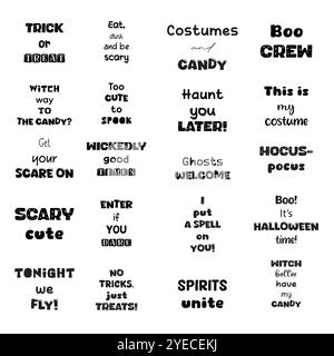 Set of Halloween theme quotes. Vector design elements. Illustration de Vecteur