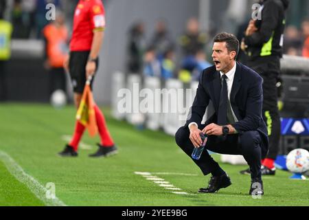 Torino, Italie. 30 octobre 2024. Thiago Motta, entraîneur-chef de la Juventus, lors du match de Serie A entre la Juventus et Parme au stade Allianz de Turin, Italie - mercredi 30 octobre 2024. Sport - Soccer . (Photo de Tano Pecoraro/Lapresse) crédit : LaPresse/Alamy Live News Banque D'Images