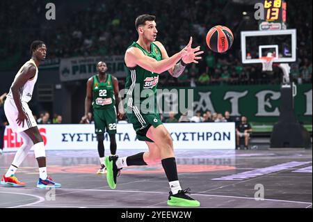 Athènes, Athènes, Grèce. 30 octobre 2024. 44 KONSTANTINOS MITOGLOU de Panathinaikos AKTOR Athens joue lors de l'Euroleague, Round 6 match entre Panathinaikos AKTOR Athens et LDLC ASVEL Villeurbanne à OAKA Altion Arena le 30 octobre 2024, Athènes, Grèce. (Crédit image : © Stefanos Kyriazis/ZUMA Press Wire) USAGE ÉDITORIAL SEULEMENT! Non destiné à UN USAGE commercial ! Banque D'Images