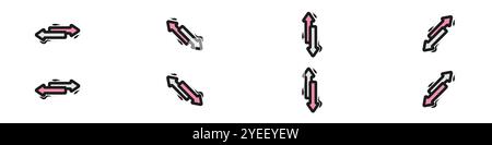 Flèches vecteur gauche et droite. Deux flèches. Flèches grunge. Directions opposées du vecteur de flèches. Flèches de contour vecteur noir. Illustration vectorielle. Illustration de Vecteur