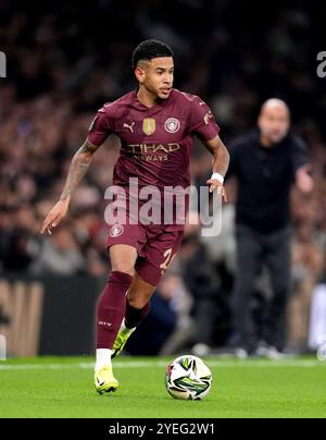 Savinho de Manchester City lors du match de quatrième tour de la Carabao Cup au Tottenham Hotspur Stadium, Londres. Date de la photo : mercredi 30 octobre 2024. Banque D'Images