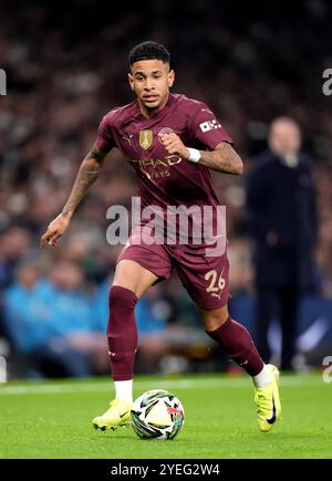 Savinho de Manchester City lors du match de quatrième tour de la Carabao Cup au Tottenham Hotspur Stadium, Londres. Date de la photo : mercredi 30 octobre 2024. Banque D'Images