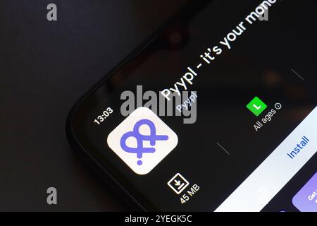31 octobre 2024, Brésil. Dans cette illustration photo, le logo de l'application Pyypl est affiché sur l'écran d'un smartphone Banque D'Images