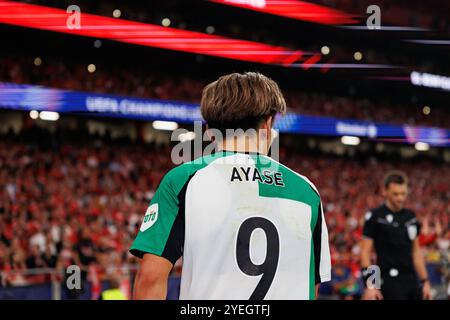 Ayase Ueda vu lors d'un match de Ligue des champions de l'UEFA entre les équipes de SL Benfica et Feyenoord (Maciej Rogowski) Banque D'Images