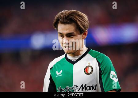 Ayase Ueda vu lors d'un match de Ligue des champions de l'UEFA entre les équipes de SL Benfica et Feyenoord (Maciej Rogowski) Banque D'Images