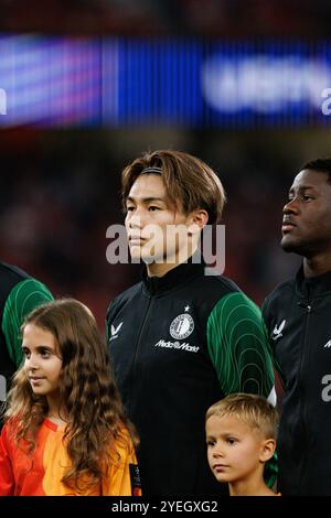 Ayase Ueda vu lors d'un match de Ligue des champions de l'UEFA entre les équipes de SL Benfica et Feyenoord (Maciej Rogowski) Banque D'Images