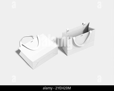 Sac cadeau blanc Eco Paper Mockup 3D Render Banque D'Images