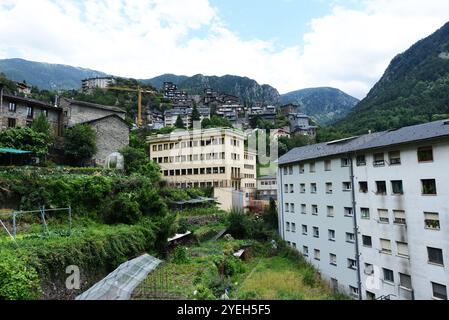 Paysage des Escaldes, Andorre. Banque D'Images