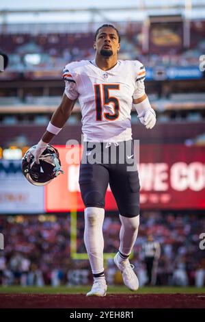 Landover, Maryland, États-Unis. 27 octobre 2024. Chicago Bears Wide receiver Rome Odunze (15 ans) le match entre les Chicago Bears et les Washington Commanders a eu lieu à Landover, Maryland. Cory Royster/Cal Sport Media/Alamy Live News Banque D'Images