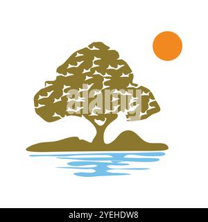 modèle de conception de logo d'icône de paysage Illustration de Vecteur