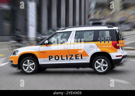 Wiper-off Picture police car constituée de Gallen City police, Suisse, Europe Banque D'Images