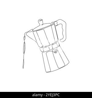 Pot geyser café italien en une ligne optimisée Cafetière traditionnelle vintage. Illustration vectorielle dessinée à la main. Illustration de Vecteur