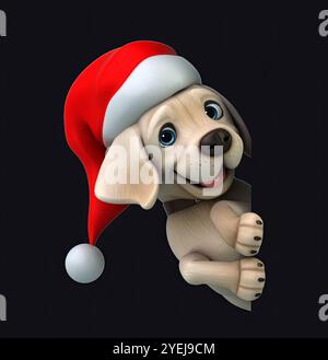 Amusant dessin animé en 3D Santa Labrador retriever Banque D'Images