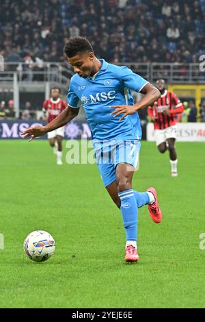 Naples, Italie. 29 octobre 2024. Italie, 29 mars 2024 : David NERES pendant le championnat italien Serie A 2024-2025 match de football entre Milan et Naples au stade San Siro, Italie (Felice de Martino/SPP) crédit : SPP Sport Press photo. /Alamy Live News Banque D'Images