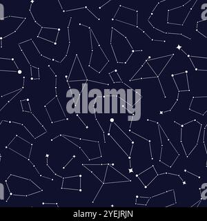 Constellations d'étoiles sur un motif sans couture de ciel nocturne sombre Illustration de Vecteur