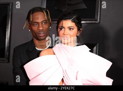 61st Grammy Awards - arrivées - Los Angeles, Californie, États-Unis, 10 février 2019 - Travis Scott et Kylie Jenner. Banque D'Images